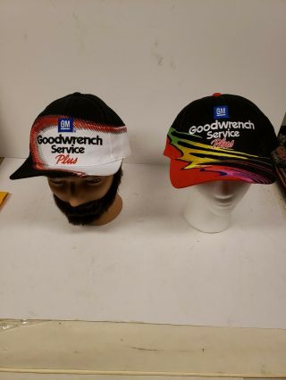 Two Vintage Dale Earnhardt Gm Goodwrench Service Plus Snapback Hats 3 Nascar