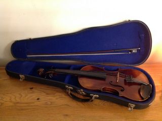 Antique Violin Handmade Double Purfling Stradivarius Label,  Bow & Case