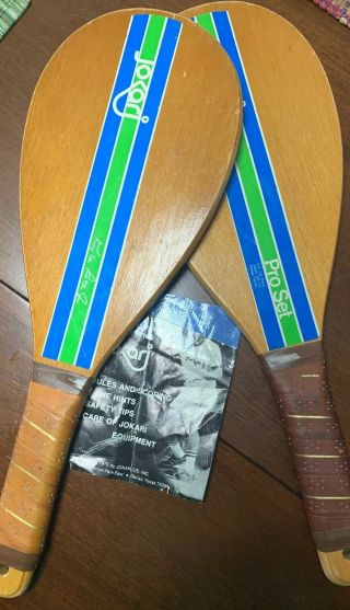 2 Vintage Jokari Kyle Rote Wooden Paddles Pro Set Guc