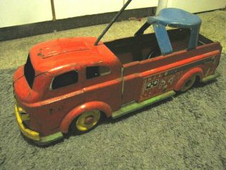 Antique Marx Ride On Fire Truck 32 " Pressed Steel