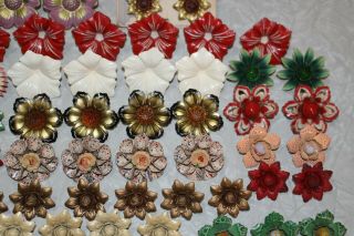 59 Asst ' d Floral Vintage Metal Enamel Painted Push Pin Curtain Drape Tie Backs 3