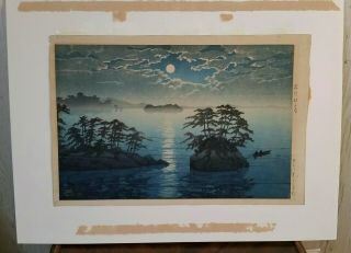 1930s Kawase Hasui Japanese Woodblock Print Moonrise At Futago Matsushima