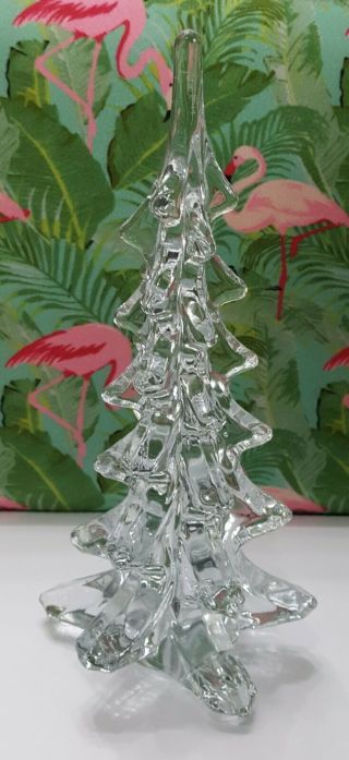 Vintage Lead Crystal Clear Glass Christmas Tree 11 " Tall Decoration