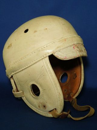 Vintage Polo Horse Riding Leather & Plastic Helmet Painted White