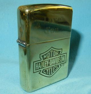 Vintage Zippo Harley Davidson Motorcycles Solid Brass Cigarette Lighter