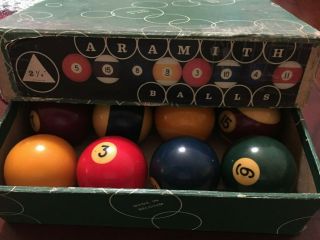 Vintage Aramith 2 - 1/4 " Crown Standard Billiard Pool Balls Complete 16 Balls