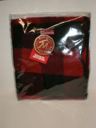 Marlboro Country Store Vintage Wool Blanket Black Red Buffalo Plaid Checkerboard