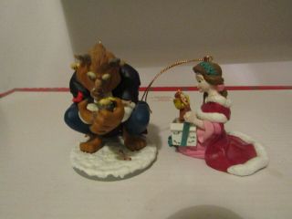 Vintage Disney Beauty And The Beast Christmas Ornaments Set Of 2