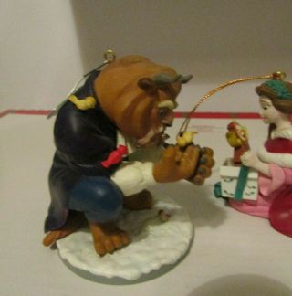 Vintage Disney Beauty and the Beast Christmas Ornaments Set of 2 2