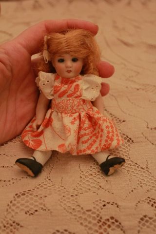 Antique 5 " Doll Bisque Marked 33 35 Molded Socks Shoes Glass Open Close Eyes