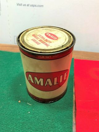 Rare Vintage Amalie 1 One Lb Pound Extra Duty Wheel Bearing Grease Can