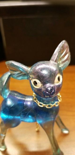 Vintage Christmas Plastic Metallic Blue Reindeer Deer 1960’s Japan