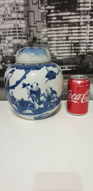 Quality Large Chinese 19th Century Sholar Jar / Tea Caddy Kangxi Mark