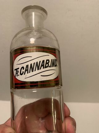 Tincture Of Cannab Antique Bottle Label Under Glass Tr.  Cannab.  Apothecary