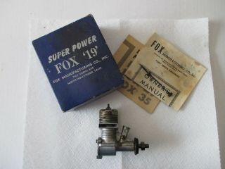 Vintage Fox 19 R/c Airplane Engine Motor W/instructions