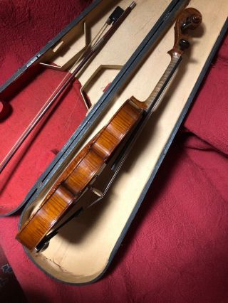 Antique 4/4 German Violin WILHELM DUERER Fecit Amati 1904 & Bow As Found 2