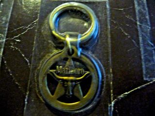 Vintage Marlboro Brass Longhorn Belt Buckle & Brass Key Chain in Package 3