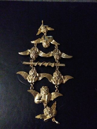 Vintage Costume Jewelry Ultra Craft Shoulder Brooch Pin Angels