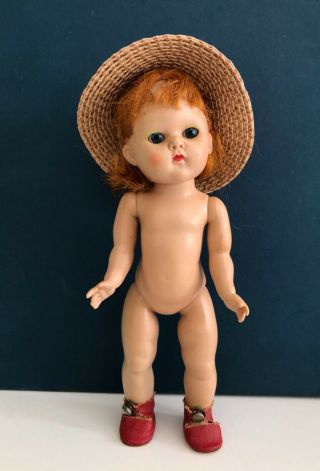 Vintage Vogue Strung Painted Lash Ginny Doll With Center Snap Shoes