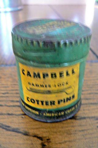 Vintage Campbell Hammer Lock Cotter Pins Tin Us Ship