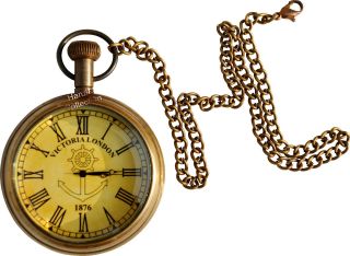 Vintage Antique Brass Clock Victorian Pocket Watch Collectible & Nautical Gift