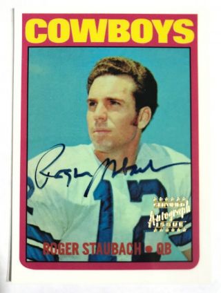 Roger Staubach 2001 Topps Archives Signed Auto Card Rookie Reprint Cowboys
