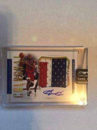 2018 - 19 National Treasures Colossal Material Auto 3 Color Patch : Grant Hill /25