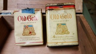Vintage Olde Gold Cigarette Tin.  Extremely Rare Soft Pack Inside
