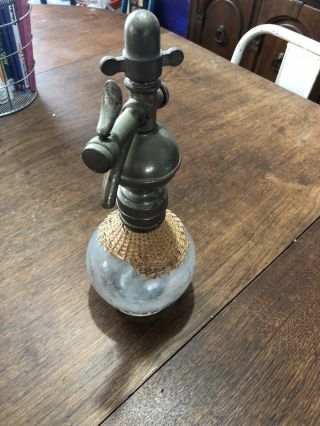 Antique Victorian Seltzer Siphon Vintage Soda Fountain Glass Dispenser