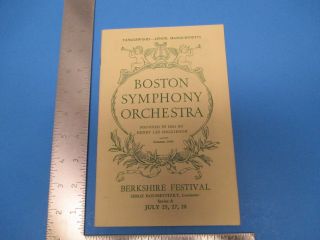 Vintage 1946 Boston Symphony Orchestra Program Berkshire July 25,  27,  28 S2030