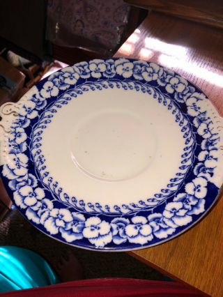 Vintage Flow Blue England Pansy Plate