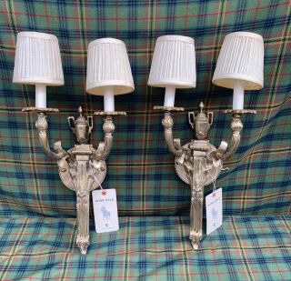 Ralph Lauren Home Antique Silver Wall Light Sconce Pair Store Display From Nyc