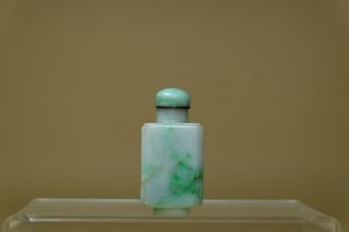 Antique Chinese Jade Jadeite Snuff Bottle And Top,  Sanskrit Signed.