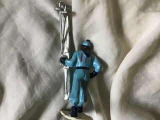 Vintage Barclay? Manoil Lead Metal Man Snow Skiier Light Blue Outfit 3