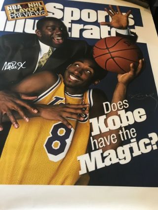 Magic Johnson & Kobe Bryant Signed 35x28 Canvas