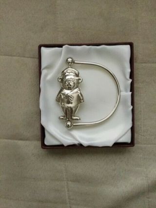 Cunhill Sterling Silver Teddy Bear Baby Rattle (3 " X 3.  35 ")