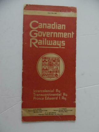 1917 Canadian Government Railways Timetable Canada Intercolonial Cgr Antique