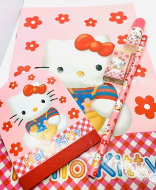 Vintage Hello Kitty Sanrio Stationery Kit Pencil Eraser 1998