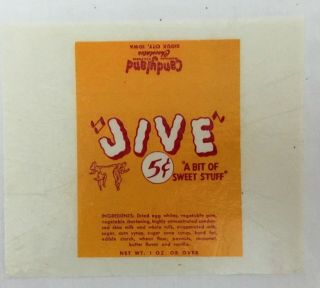 Vintage Jive 5c Candy Bar Wrapper Circa 1950 Candyland Chocolates,  Sioux City