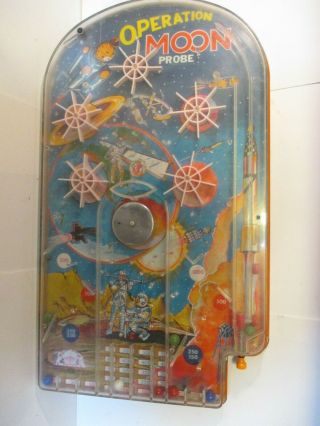 Vintage Wolverine Toy Company Table Top Pin Ball Game: Operation Moon Probe