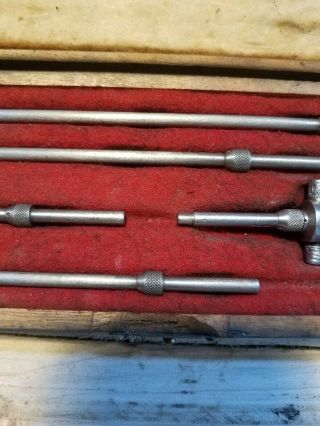 Vintage Starrett 8 Piece Micrometer Gauge Set W/Wooden Box 3
