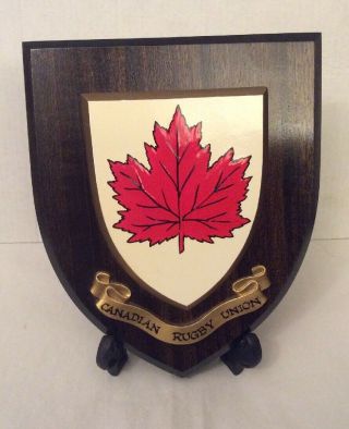 Vintage Hand Painted Canadian Rugby Union Football Club Wall Plaque Shield