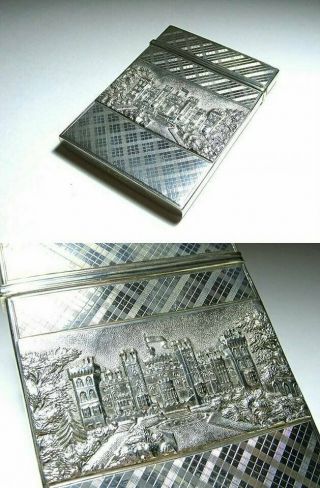 English Antique 19th Century Nathaniel Mills Sterling Silver Card Case