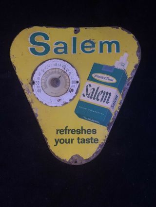 Vintage Salem Cigarette Metal Tin Advertising Thermometer Sign 1960s Dh