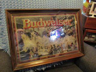 Vintage " Budweiser King Of Beers " Advertising Wall Bar Mirror.