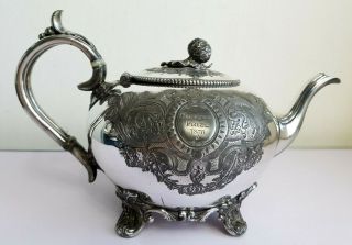 Antique Vintage 1876 Tea Pot Silver Plated By James Dixon