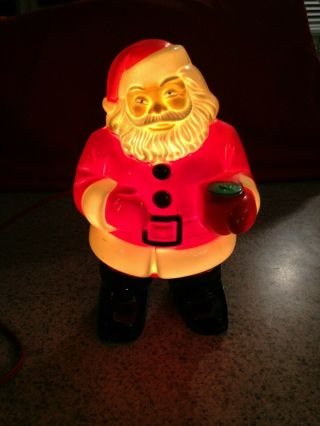 Vintage Light - Up Santa Claus Christmas Hard Plastic Red 7.  5 " Ac Electric Lamp