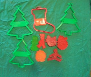 Vintage Wilton Giant Xmas Tree Stocking & Christmas Plastic Cookie Cutters