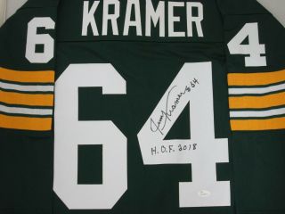 Packers JERRY KRAMER Signed Custom Green Bay Jersey AUTO w/ 