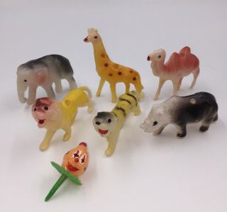 Circus Zoo Animal Birthday Candle Holders Possibly Celluloid • Vintage